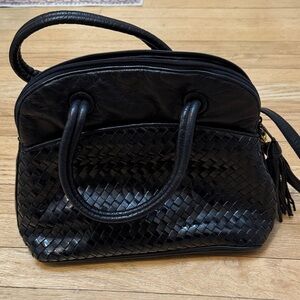 Elegant Black Woven Handbag
